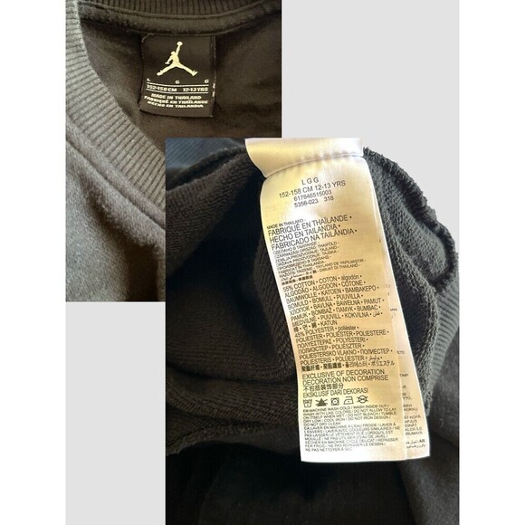 Air Jordan Sweatshirt Boys Large Black Graphic Jumpman Crewneck Pullover - Picture 5 of 5